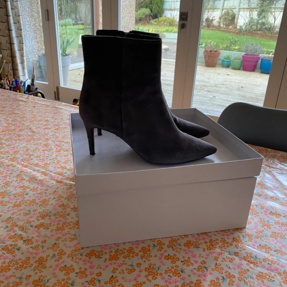The White Company Charcoal Suede Pointed Ankle Boots